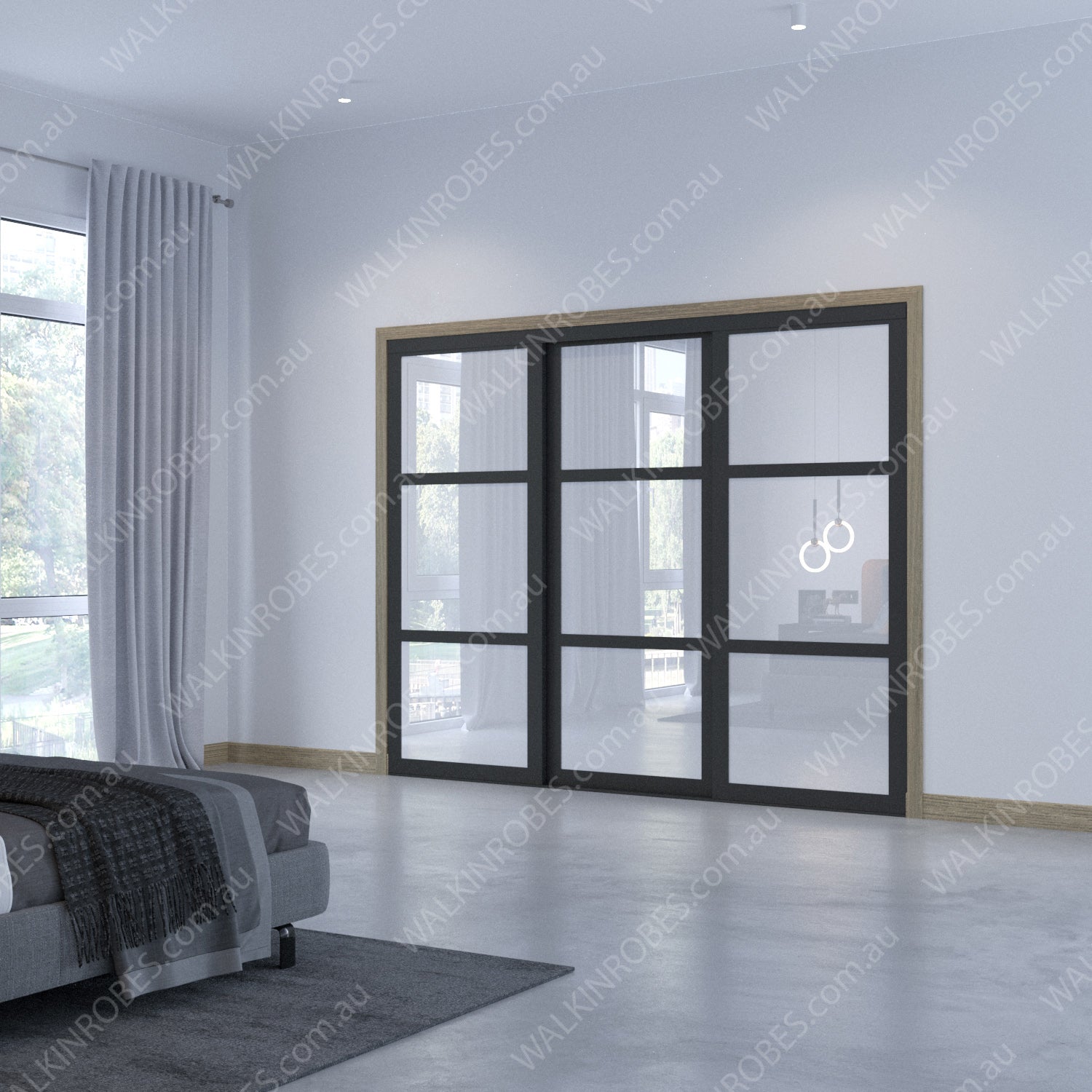 Glass Doors x3 (Wide Shoji Frame W27H21)