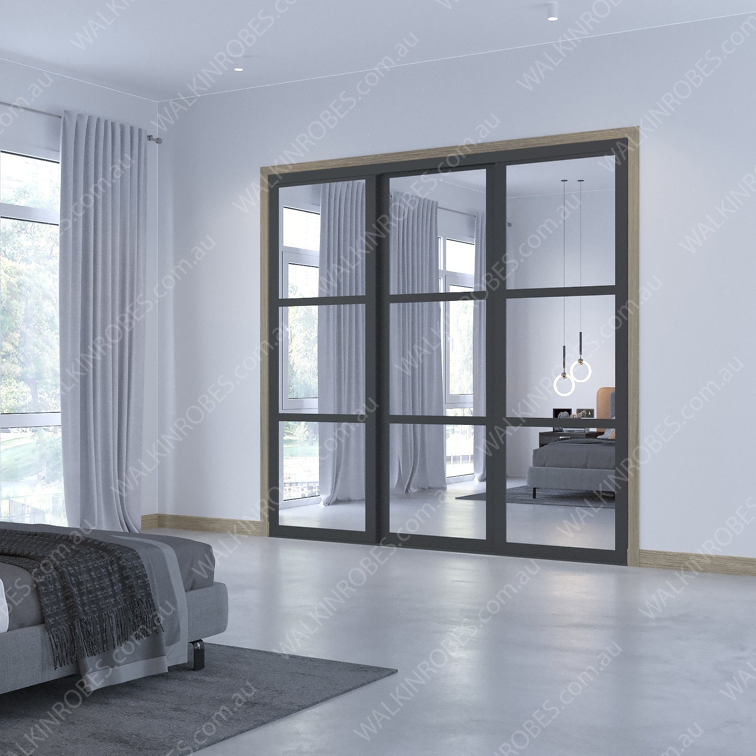 Mirror Doors x3 (Wide Shoji Frame W27H24)