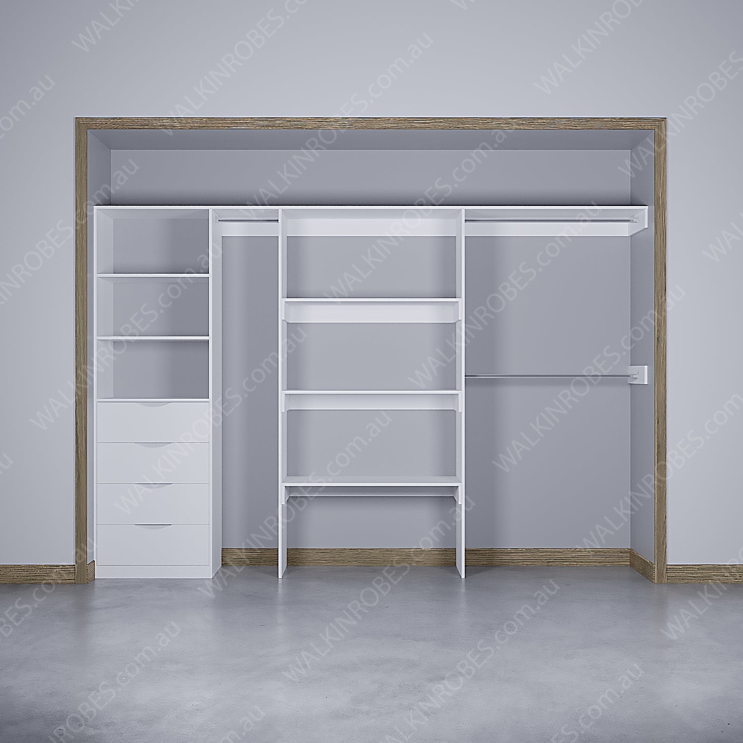 WALK-IN-ROBE fit in width of 3000mm